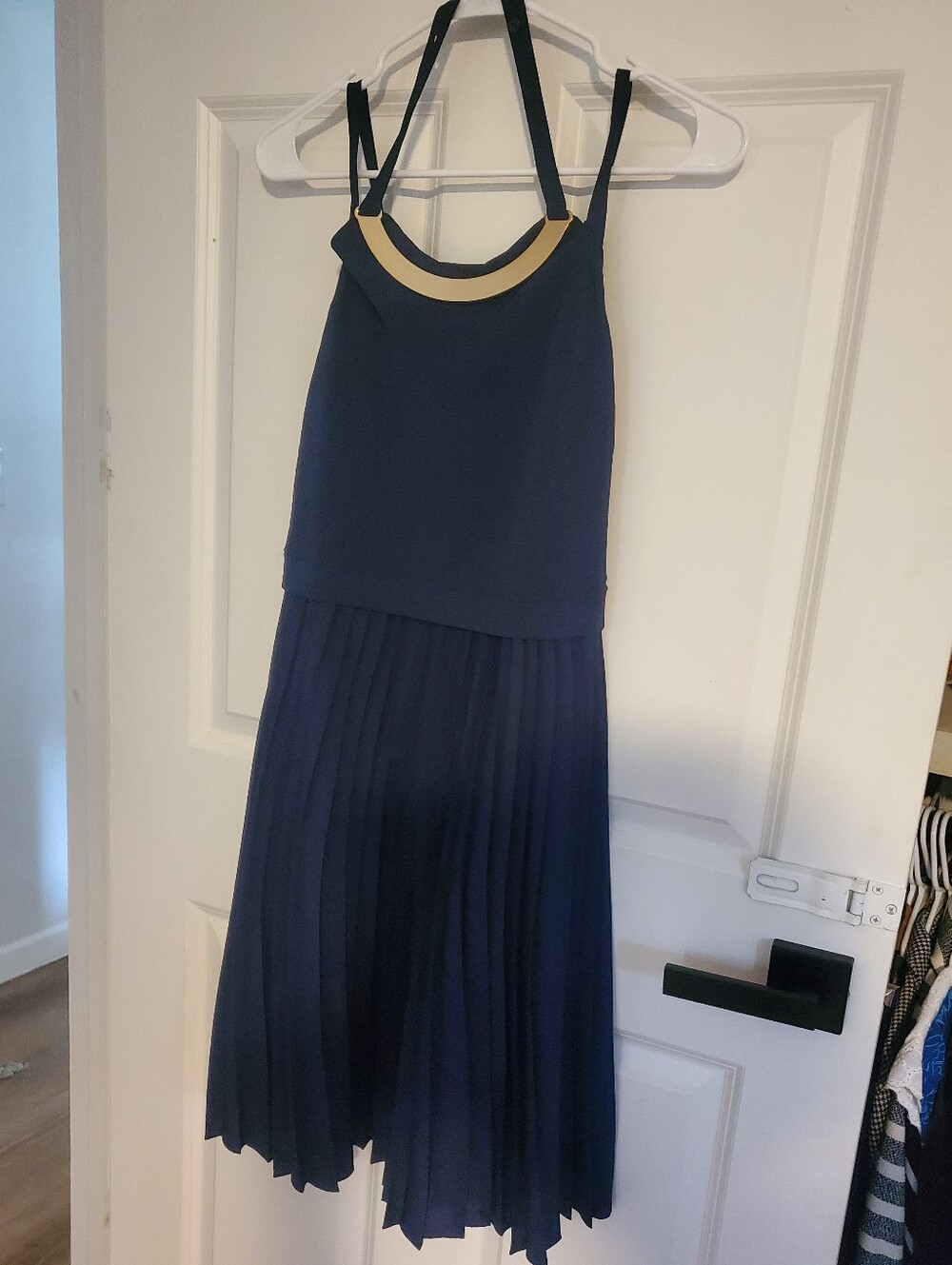 Made In Italy Navy Dress with Gold Accent